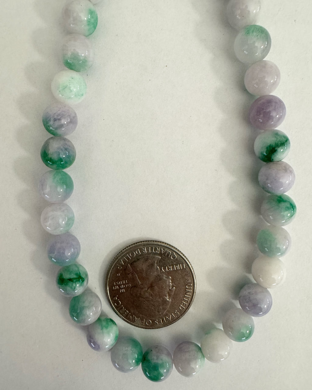 color enhanced green lavender jade, 8mm round, 15