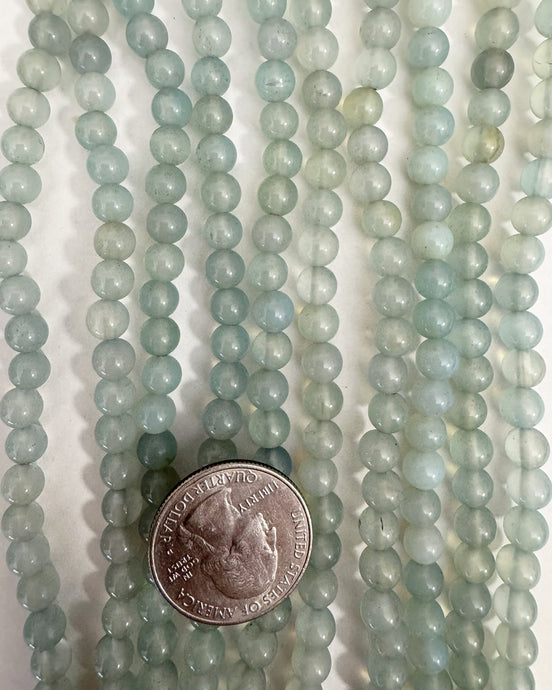 color enhanced light aqua blue chalcedony, 6mm round, 15