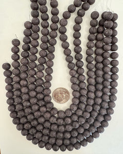 dark red brown lava rock, 10mm round,  15" strand,  sold per strand