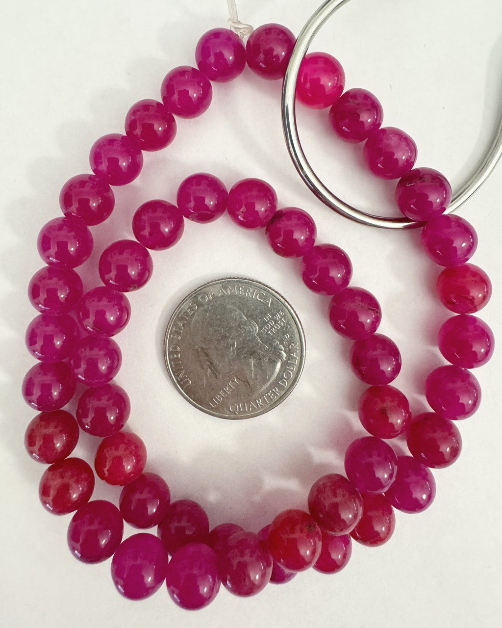 color enhanced ruby magenta jade, 8mm round, 15