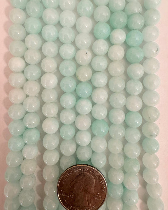 color enhanced bright aqua jade, 8mm round, 15