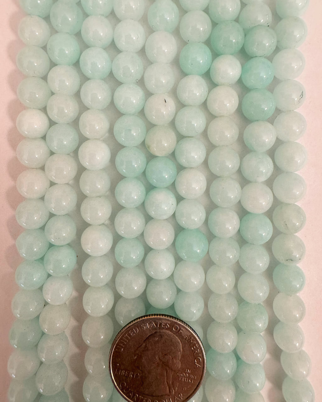 color enhanced bright aqua jade, 8mm round, 15