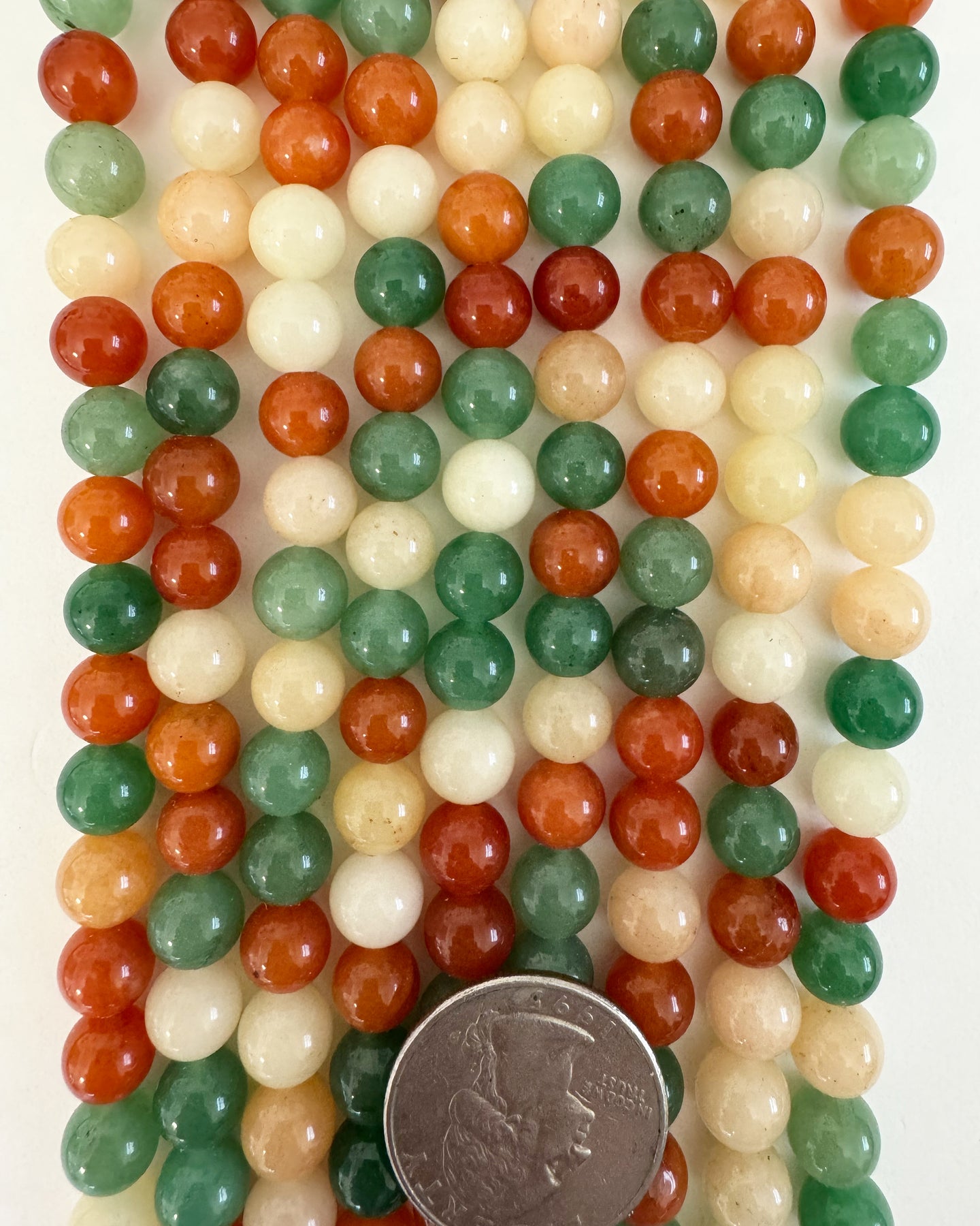 natural aventurine red aventurine old yellow jade mix, 8mm round, 15