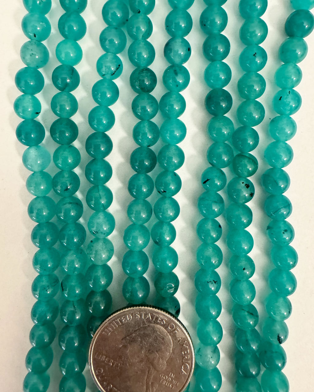 color enhanced saturated teal blue quartz, 6mm round, 15