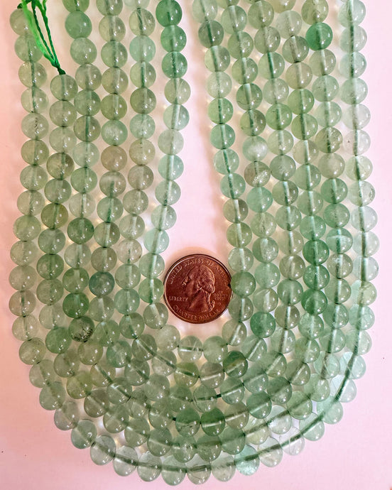 natural green fluorite, light surface wear, 9mm round, 6 strand closeout lot