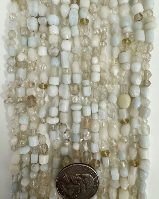 glass, white color mix, 4-12mm mixed size and shape, 36