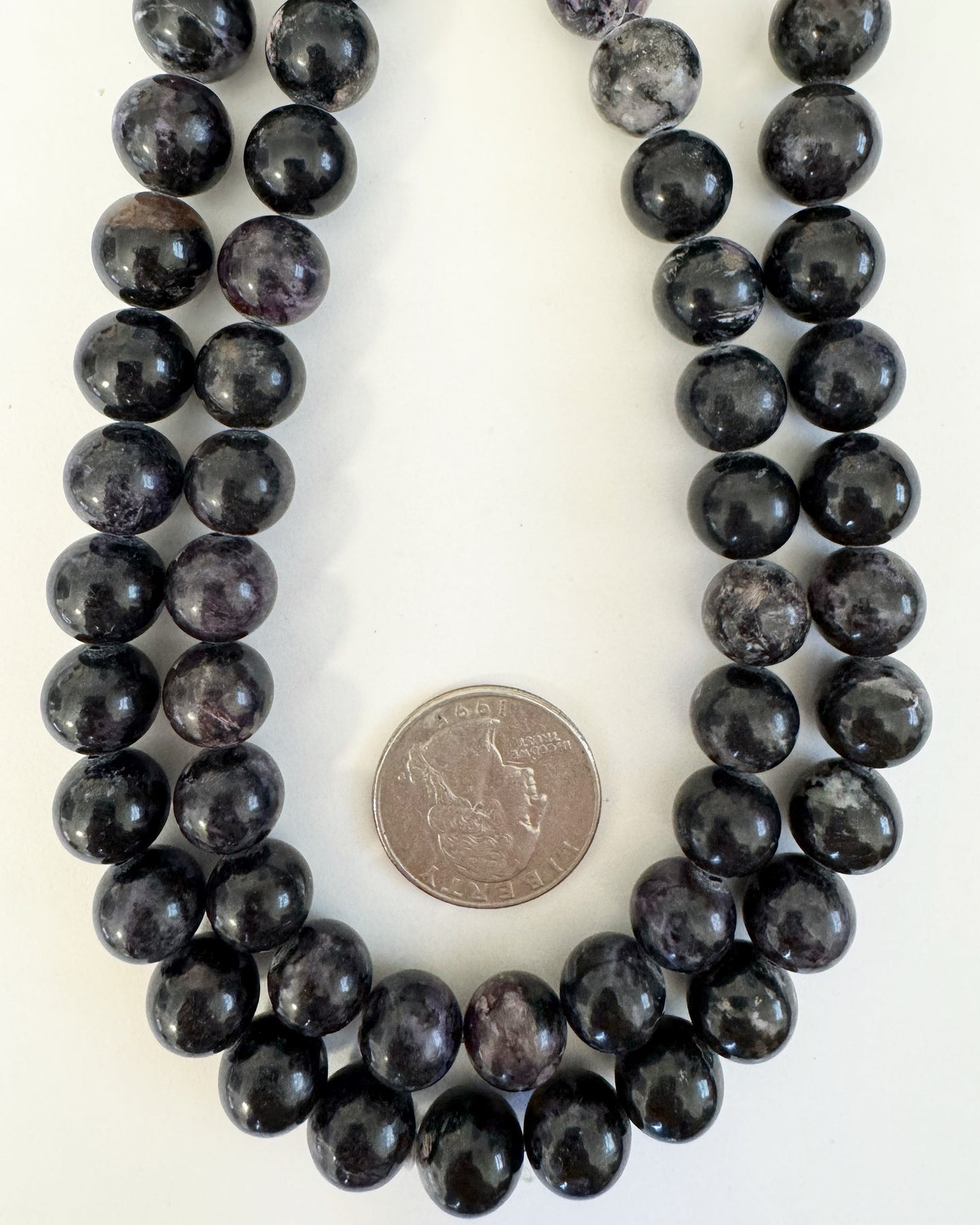 natural black charoite, 11mm round, 15