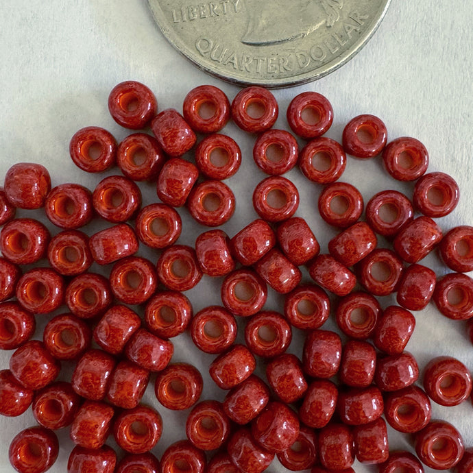 Solid Color Burnt Red Color Orange, size 6/0, Czech glass seed beads, sold per 28g 6