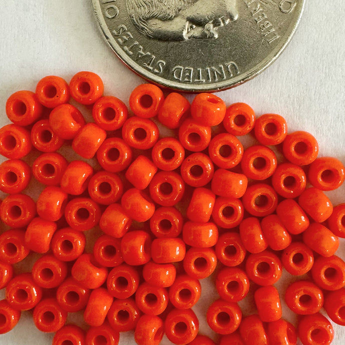 Solid Color Red Orange, size 6/0, Czech glass seed beads, sold per 28g 6