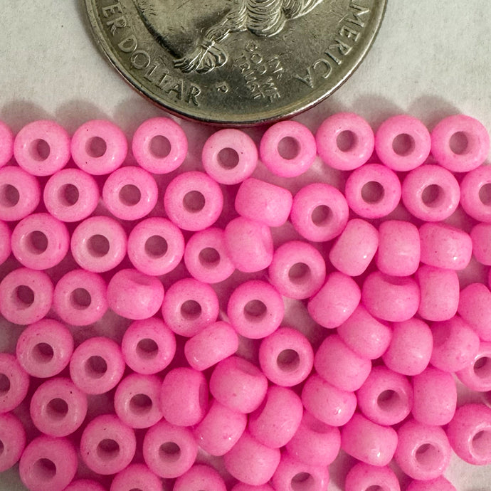 Solid Color Bubblegum Pink, size 6/0, Czech glass seed beads, sold per 28g 6
