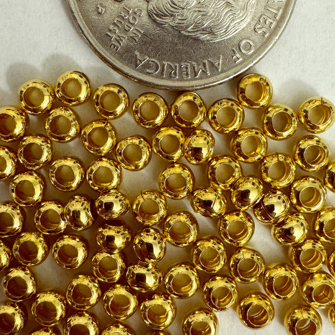 24k Gold Finish, size 6/0, Czech metal seed beads, sold per 40g 6