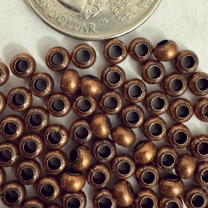 Copper Ox Finish, size 6/0, Czech metal seed beads, sold per 40g 6