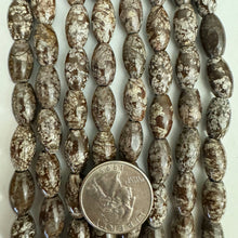 Brown Snowflake Obsidian, 15x8mm bowed rice tube, large hole, 15" strand