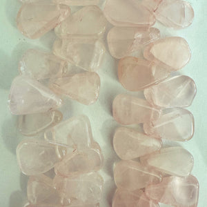 rose quartz, 18x12x5mm flat irregular teardrop pendant, 15" strand (batch 2), sold per strand