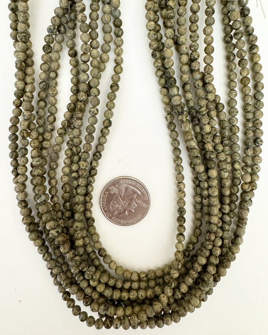 natural african green jasper, 4mm round, 15