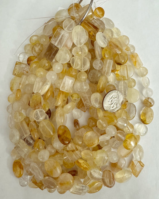 natural yellow quartz, 10-18mm shape mix, 15
