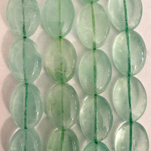 green fluorite, 13x10x6mm puff oval, 15" strand (batch 1)