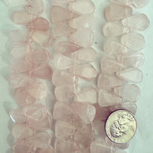 rose quartz, 18x12x5mm flat irregular teardrop pendant, 15" strand (batch 2), sold per strand