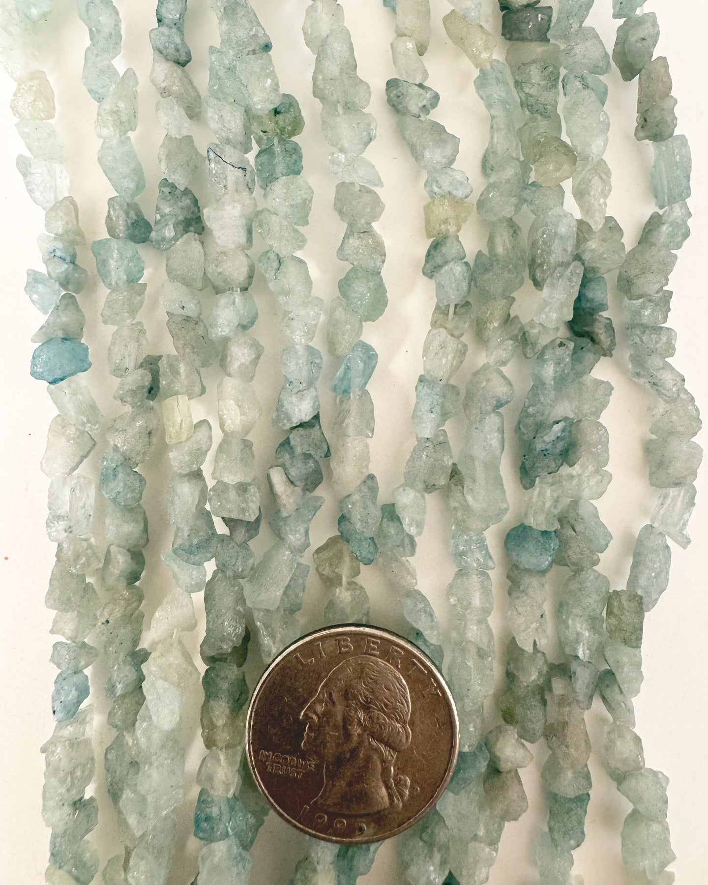 natural aquamarine, 6mm mixed size rough raw nuggets, 15