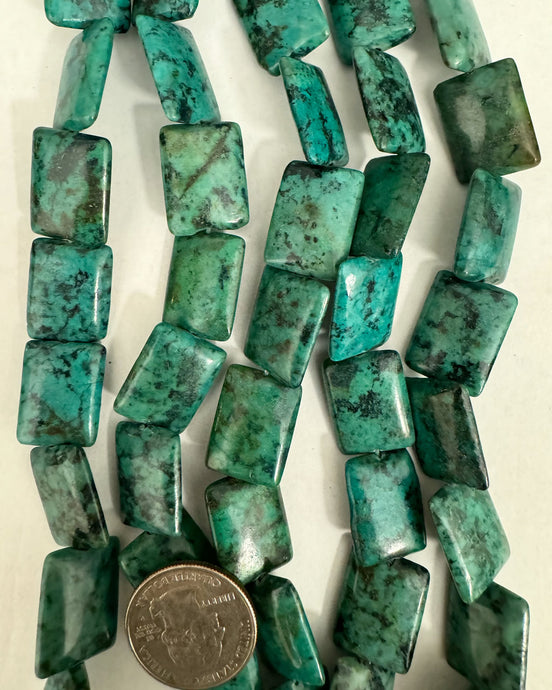 African Turquoise, 20x15x5mm puff rectangle, 15
