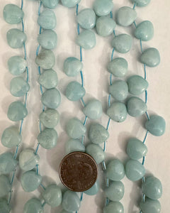 Amazonite, 13x12x6mm puff teardrop pendant, 15" strand