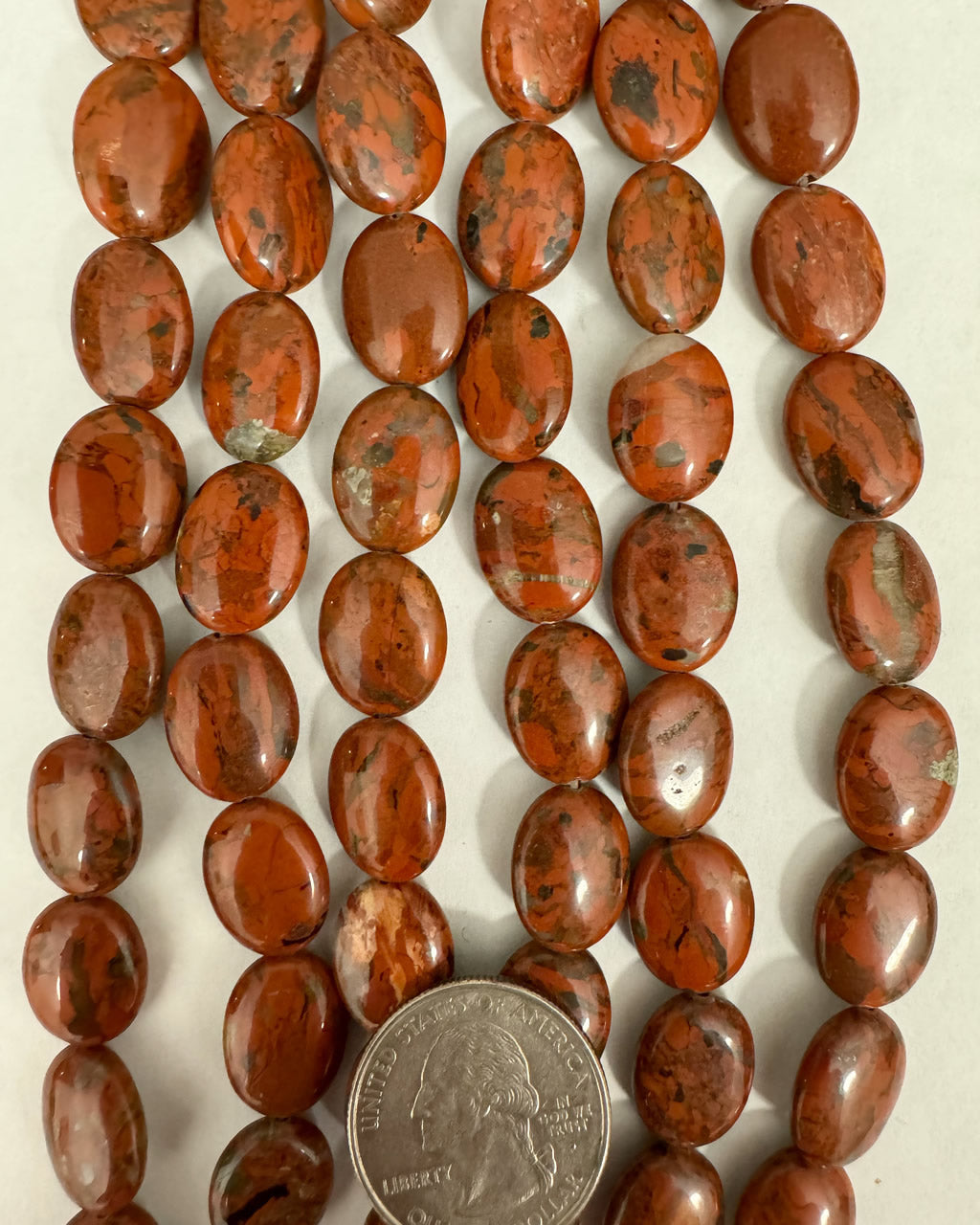 African Red Jasper, 16x12x4mm puff oval, 15