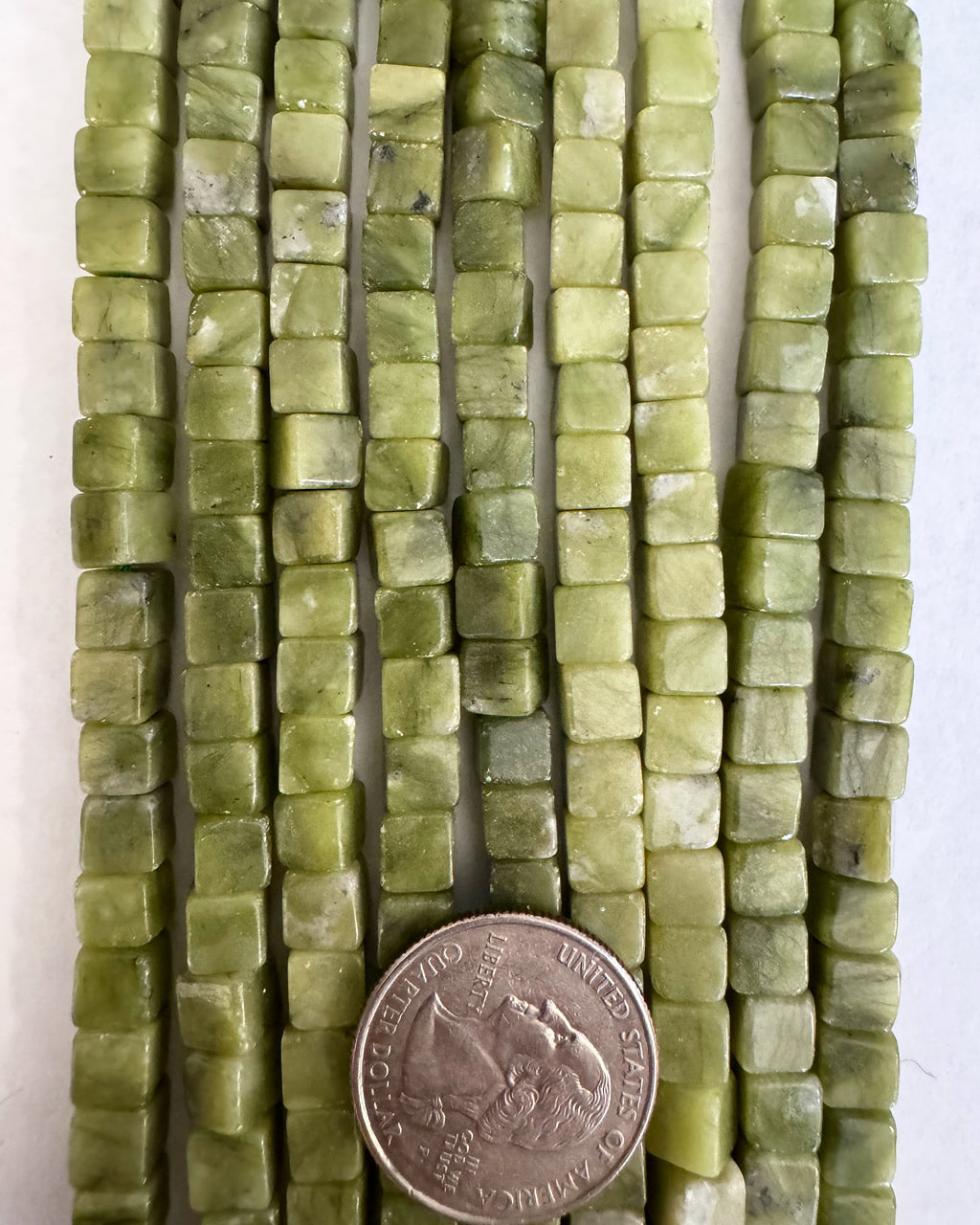 Chinese Green jade (lighter), 6mm cube, 15