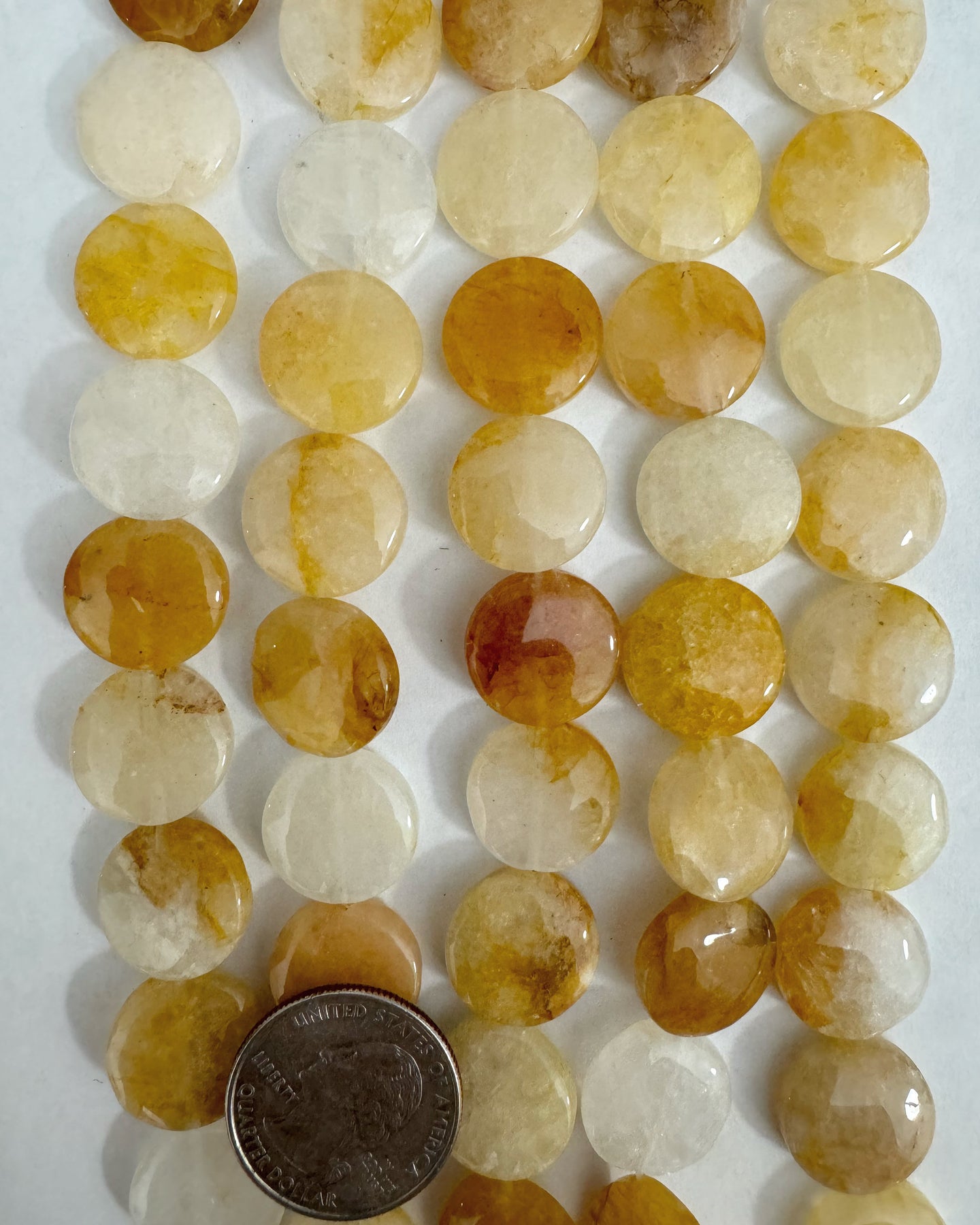 Chinese Citrine, 16x16x6mm puff coin, 15