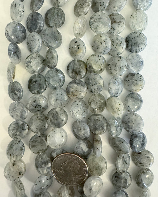 Gray Kiwi Quartz, 14x14x5mm puff coin, 15