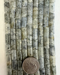 Gray Kiwi Quartz, 15x8x5mm flat rectangle, 15" strand
