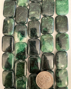 Green Mawsitsit, 25x18x6mm puff rectangle, 15" strand