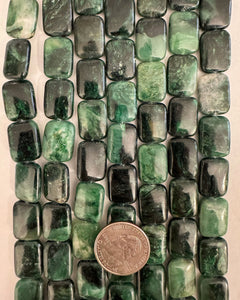 Green Mawsitsit, 18x13x6mm puff rectangle, 15" strand
