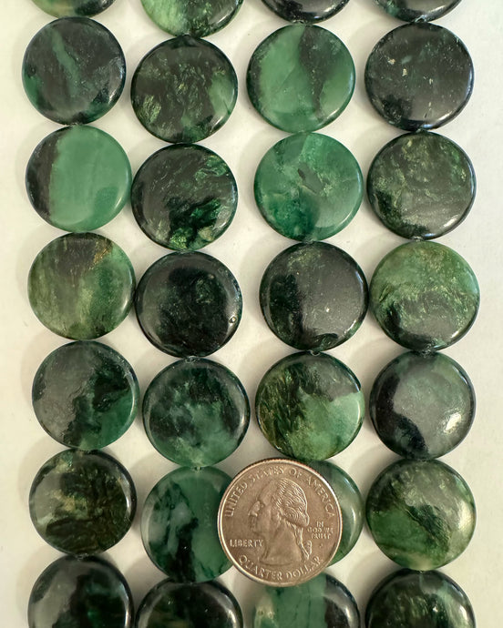 Green Mawsitsit, 22x22x6mm puff coin, 15