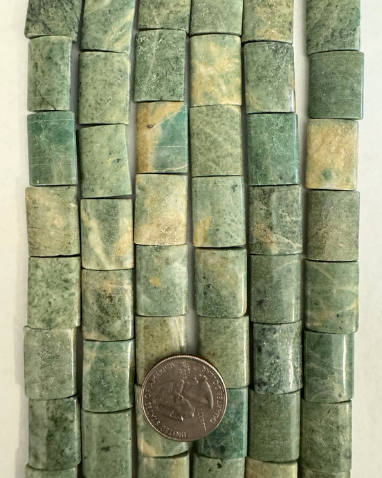 Green Prase Jasper, 20x15x5mm flat rectangle, 15