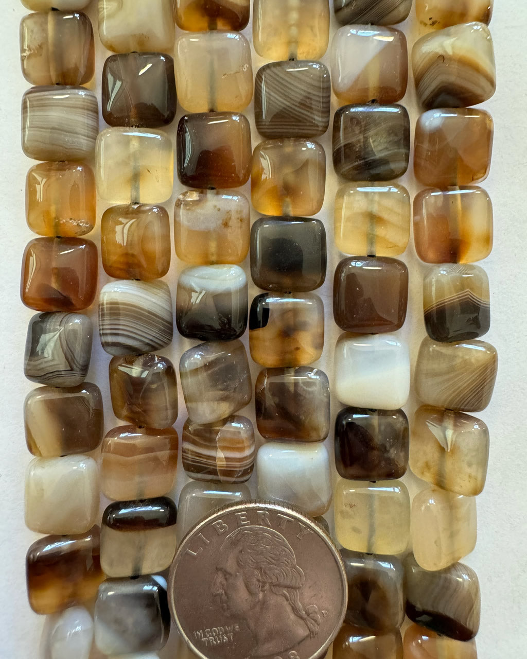 brown agate, 10x10x5mm puff square, 15