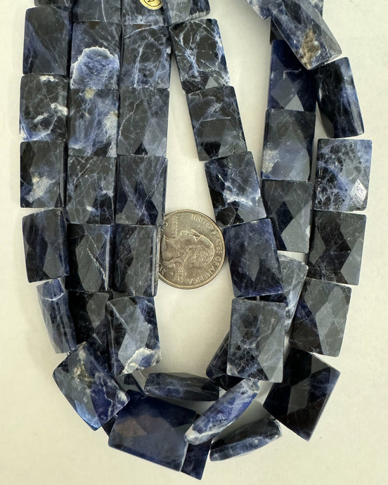 sodalite, 20x15x6mm faceted puff rectangle, 15