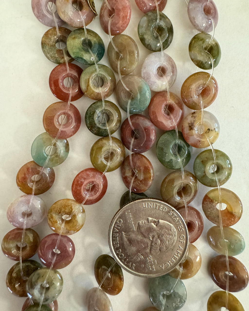 indian agate, 12x12x4mm donut, 8