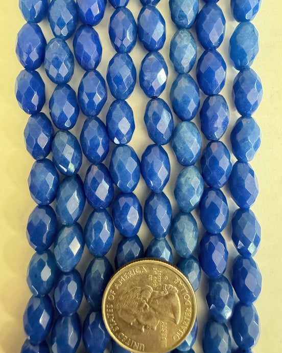 blue agate, 12x8mm faceted nugget, 15