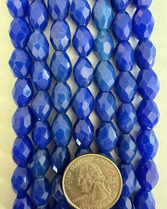 blue agate, 13x9mm faceted nugget, 15