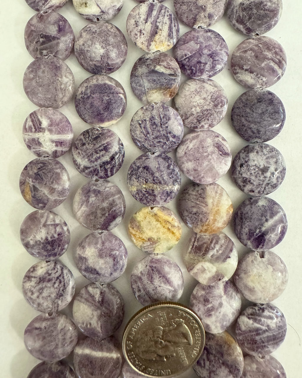 lepidolite, 16x16x5mm puff coin, 15
