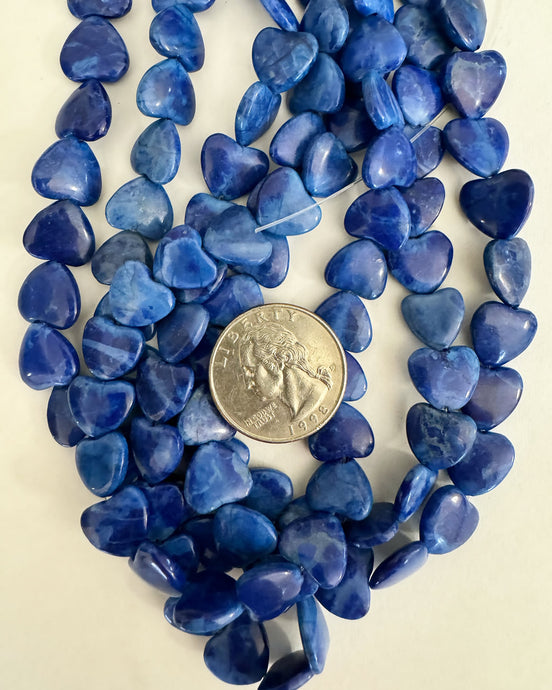 blue howlite, 12x12x4mm puff heart, 15