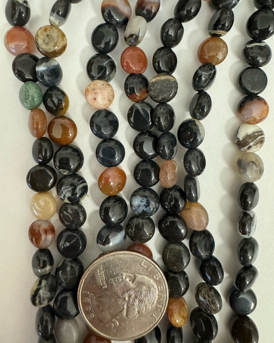 montana agate, 7x7x5mm puff coin, 15