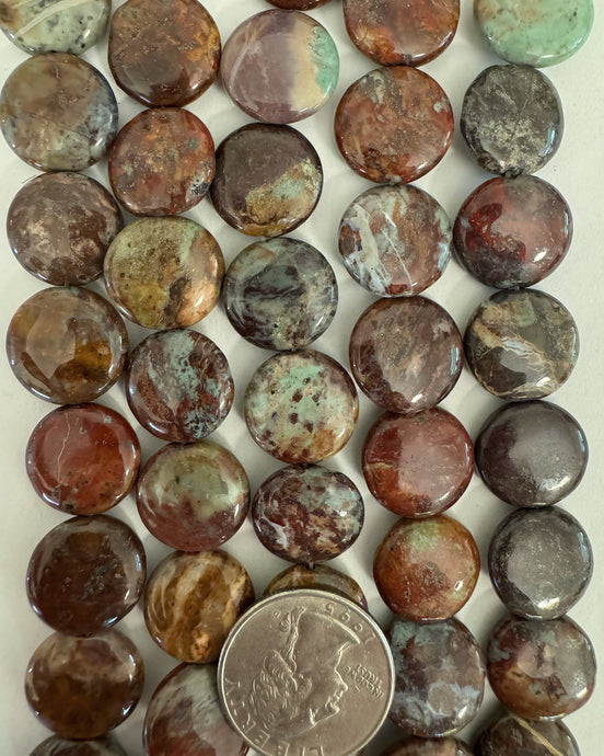 red mudstone, 16x16x6mm puff coin, 15