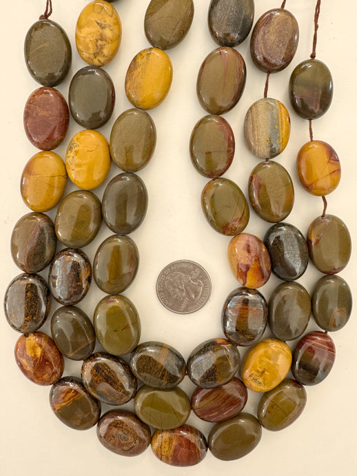 red wooden jasper, 26x19x11mm oval, 15