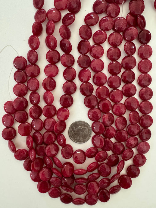 ruby jade, 14x14x5mm coin, 15