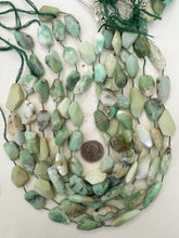 chrysoprase, 20x16mm - 31x16mm mixed size tumbled large facet flat nuggets, 15" strand, sold per strand