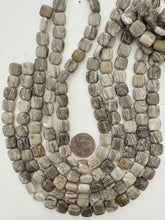 silver leaf jasper, 12x12x5mm square, 15" strand, sold per strand