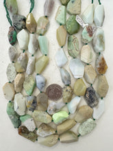 chrysoprase, 20x10mm - 27x20mm mixed size tumbled large facet flat nuggets, 15" strand, sold per strand (batch 1)