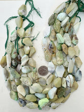 chrysoprase, 20x10mm - 27x20mm mixed size tumbled large facet flat nuggets, 15" strand, sold per strand (batch 1)