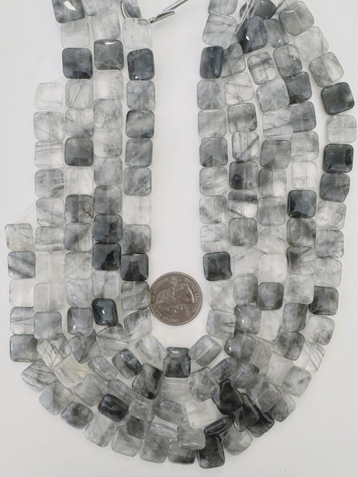 gray cloudy quartz, 12x12x4mm square, 15